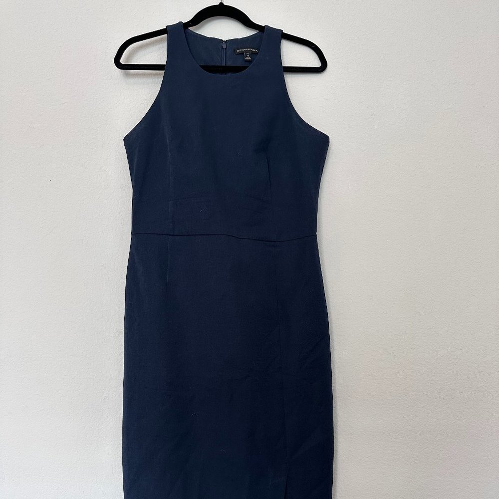 Banana Republic Suited Work Dress, high neck, front slit